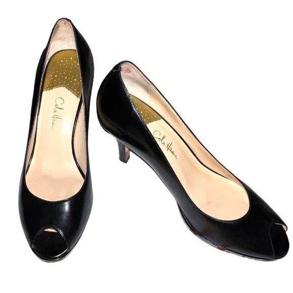 Coke Haan Nike Air style black open toe heels - Picture 5 of 10